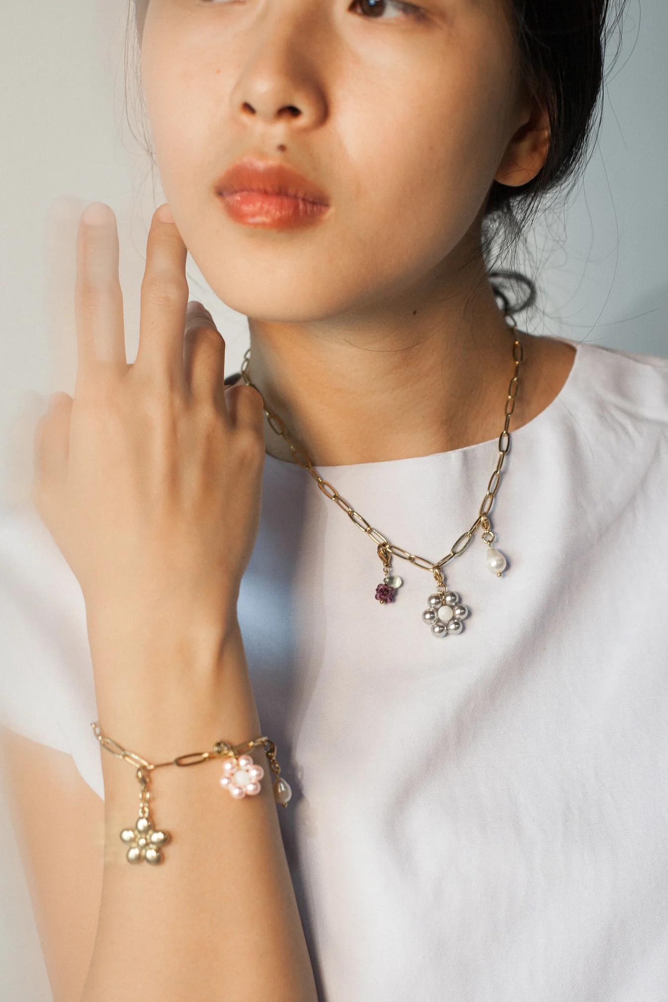 charm necklace and bracelet bundle